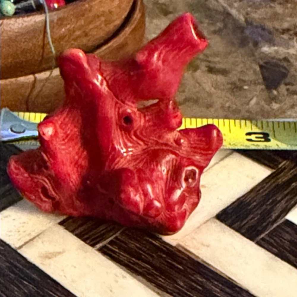 Red coral piece for Jewelry project I have had this for forty years